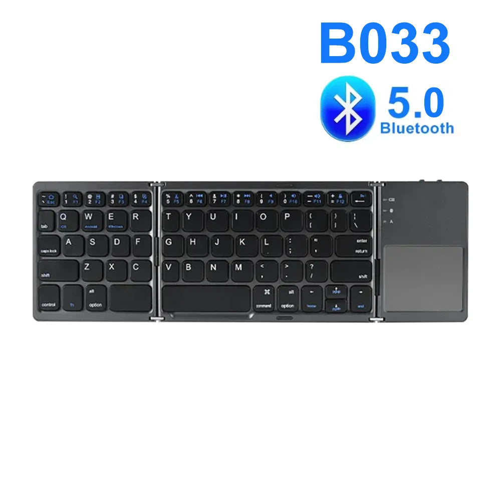 Bluetooth 5.0 Keyboard TriFold Keyboard Mini Keyboard with Touchpad Rechargeable Wireless Keyboard for Windows Android Ios