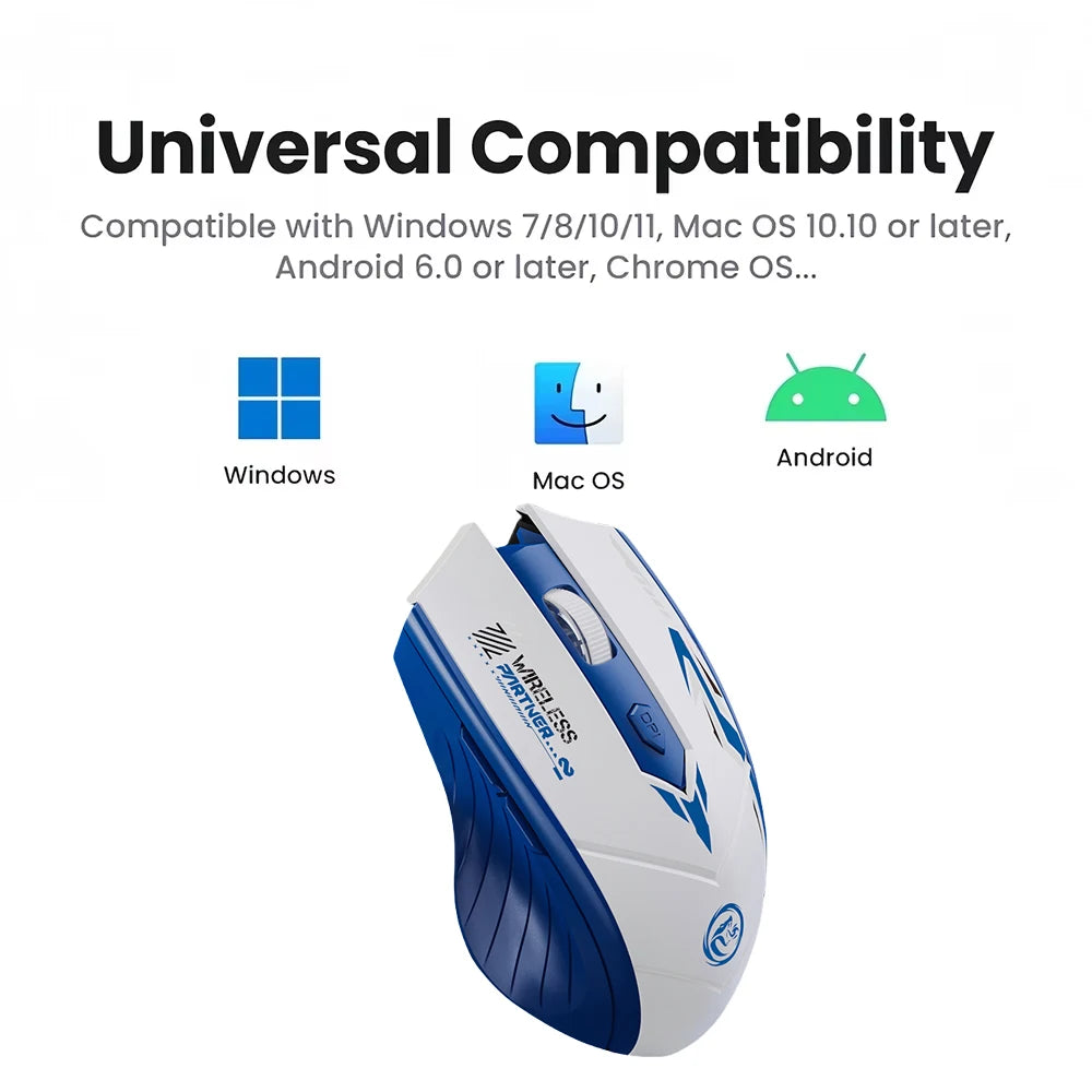 6 Buttons 2.4G Wireless Mouse Bluetooth 5.4 Mouse Dual-Mode Rechargeable Mice 1600 DPI Office Mouse Gaming Mouse for PC Laptop
