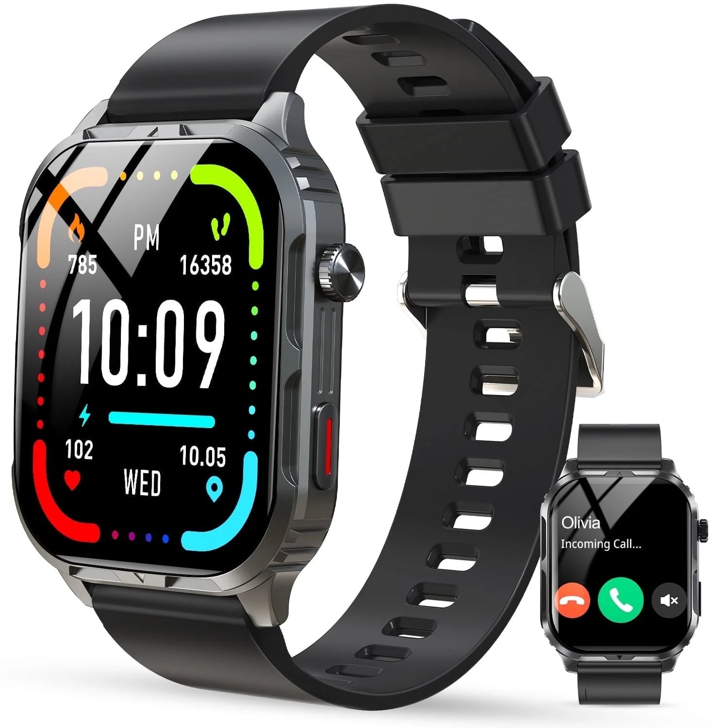 H5 Smart Watch (Black) – IP68 Waterproof Bluetooth Smartwatch with Call & Answer Function