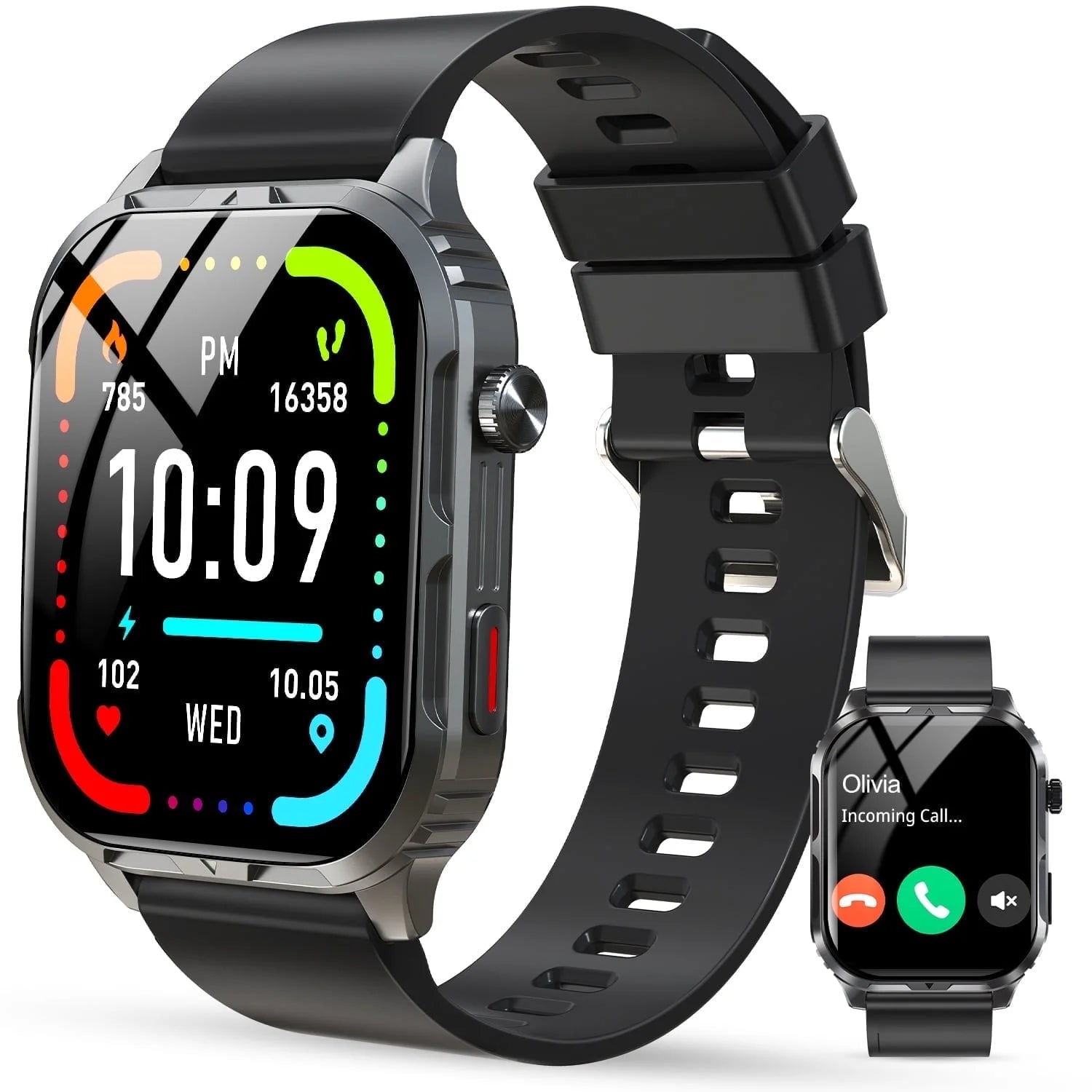 H5 Smart Watch (Black) – IP68 Waterproof Bluetooth Smartwatch with Call & Answer Function