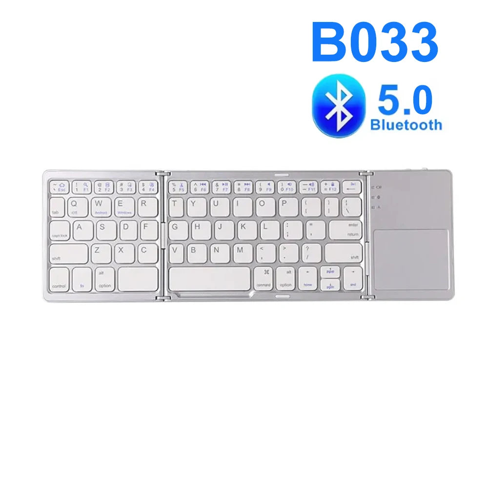Bluetooth 5.0 Keyboard TriFold Keyboard Mini Keyboard with Touchpad Rechargeable Wireless Keyboard for Windows Android Ios