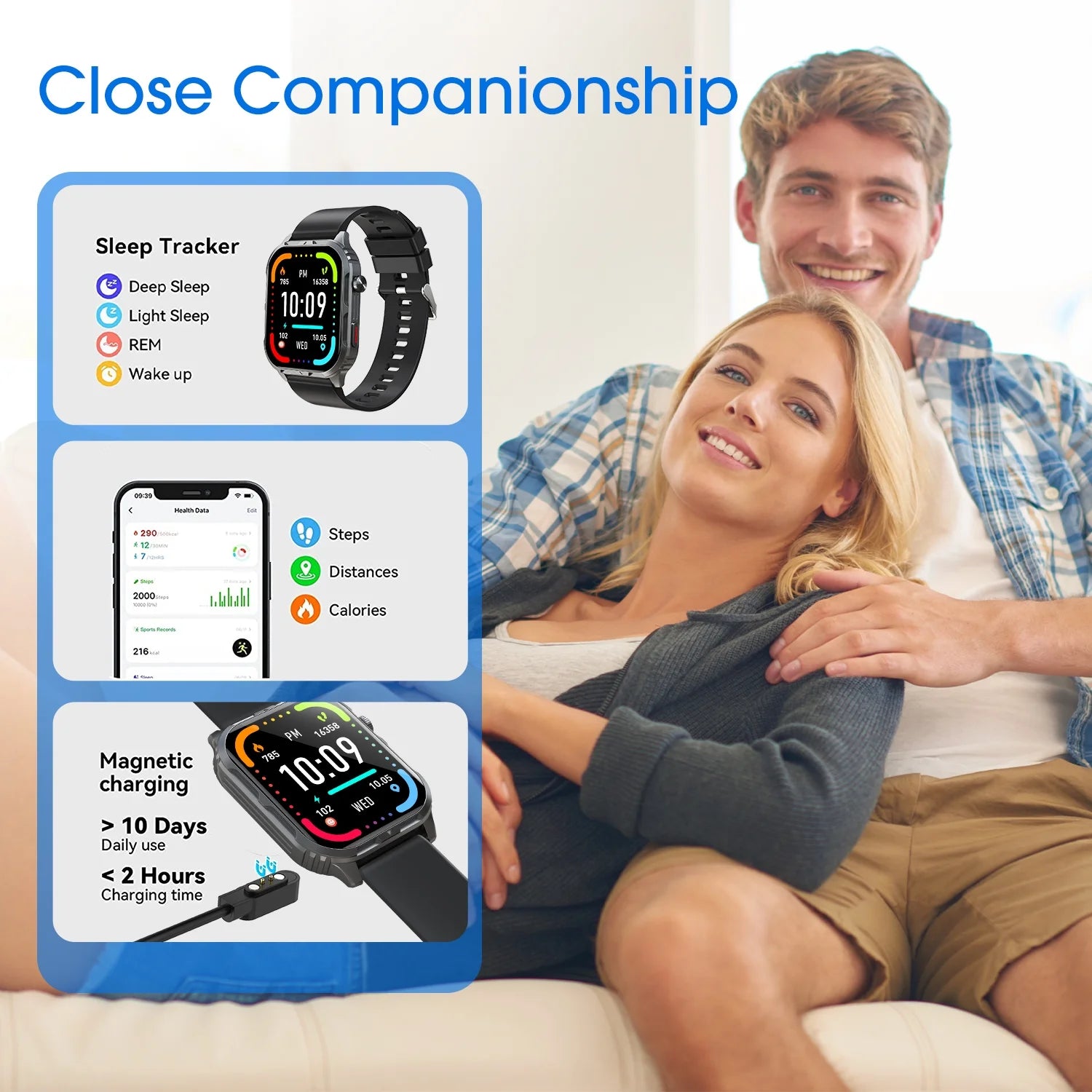 H5 Smart Watch (Black) – IP68 Waterproof Bluetooth Smartwatch with Call & Answer Function