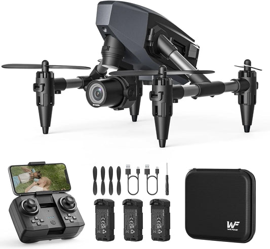 WF10 Mini Drone with Camera for Kids 1080P, Remote Control Quadcopter with 3 Batteries, Black