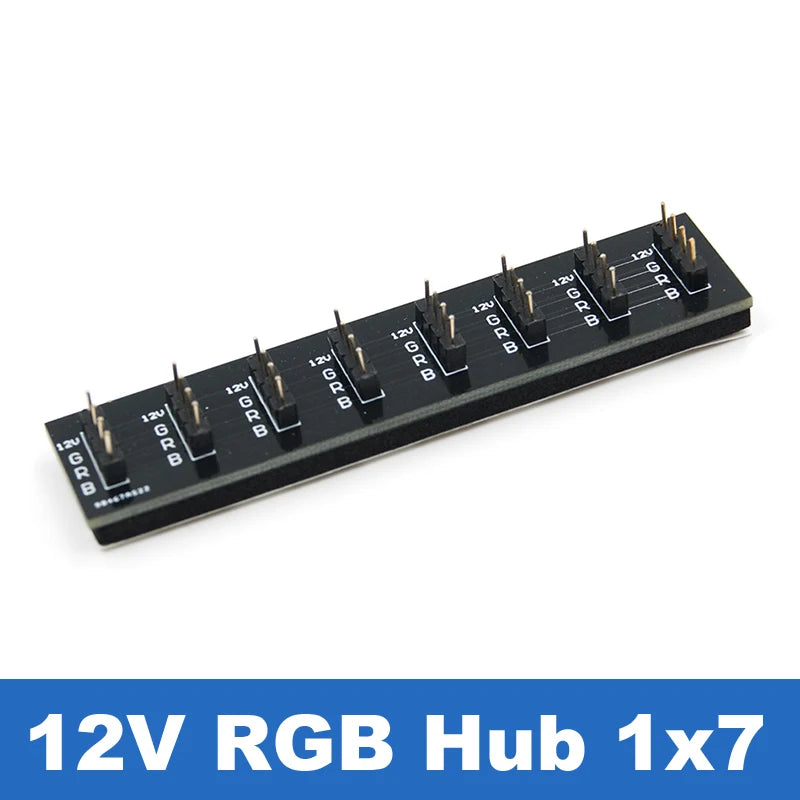 RGB/ARGB Splitter Hub with Extension Cable – 12V 4-Pin & 5V 3-Pin Compatible for LED Strip Lights, PC Case Fans, RGBW Lighting (Includes Adhesive Tape)