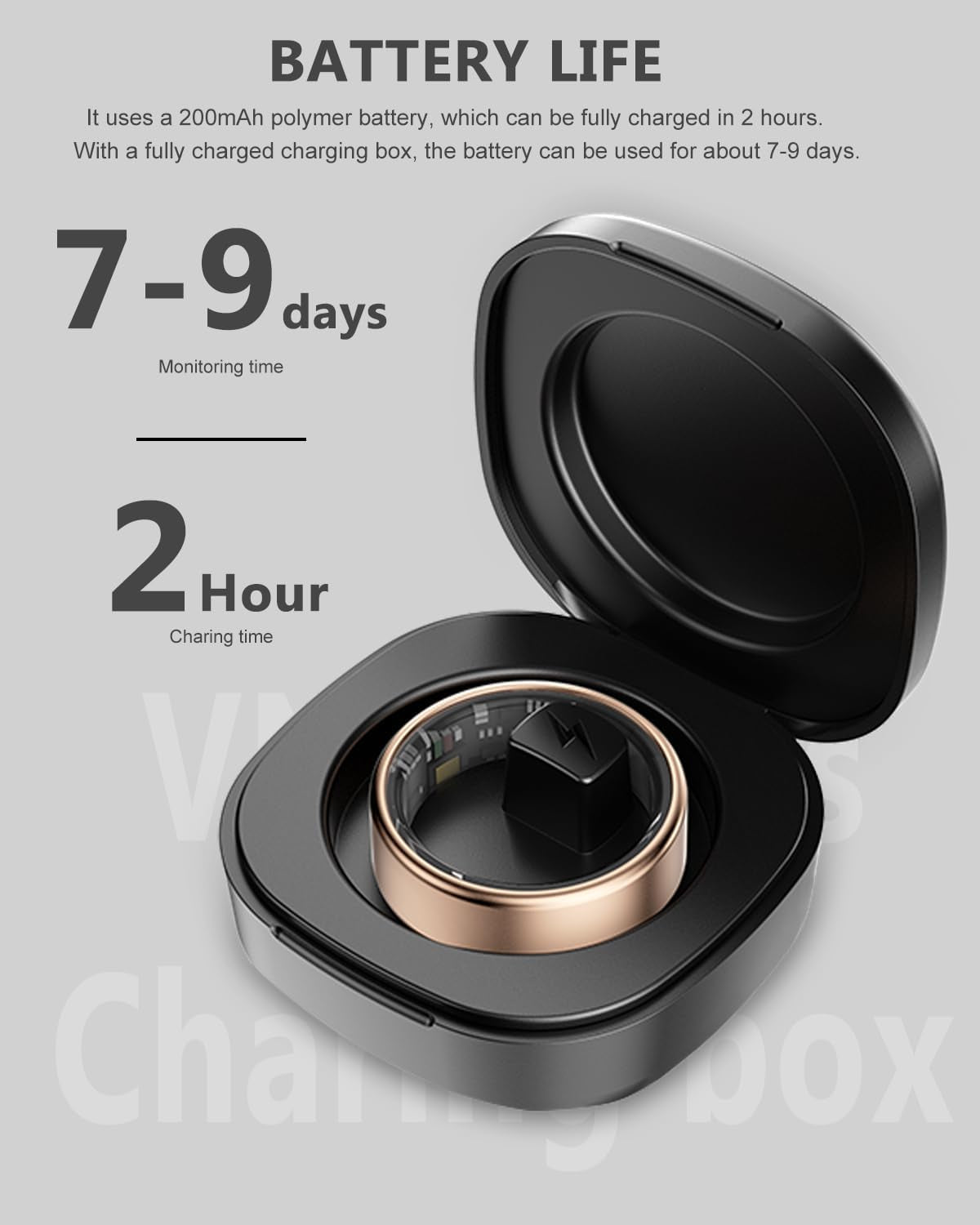 2025 Smart Ring Health & Fitness Tracker (Silver, Size #10) – IP68 Waterproof Ring with Heart Rate, Sleep, Blood Oxygen, Steps, Calories & Charging Case (7-Day Battery)