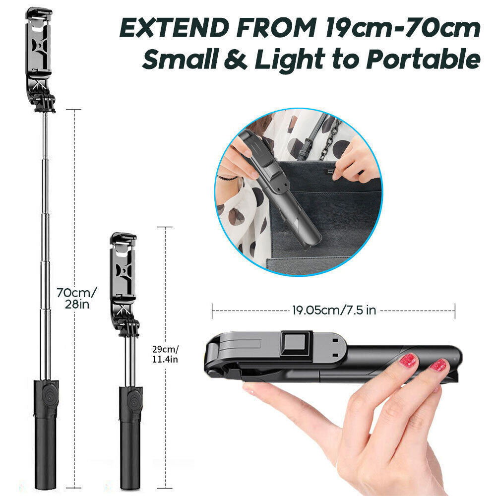 Extendable Travel Tripod Stand – Phone Holder for iPhone & Samsung Smartphones
