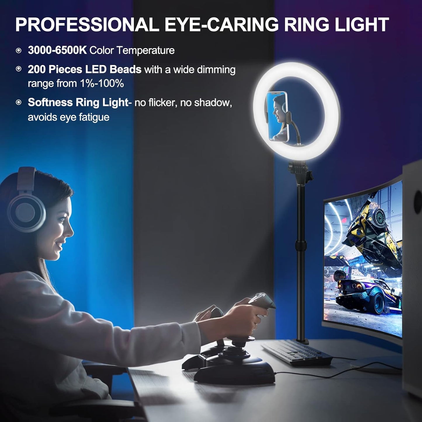 Ring Light for Computer – Adjustable LED Lighting for Video Conferencing, Zoom, Streaming & Online Meetings