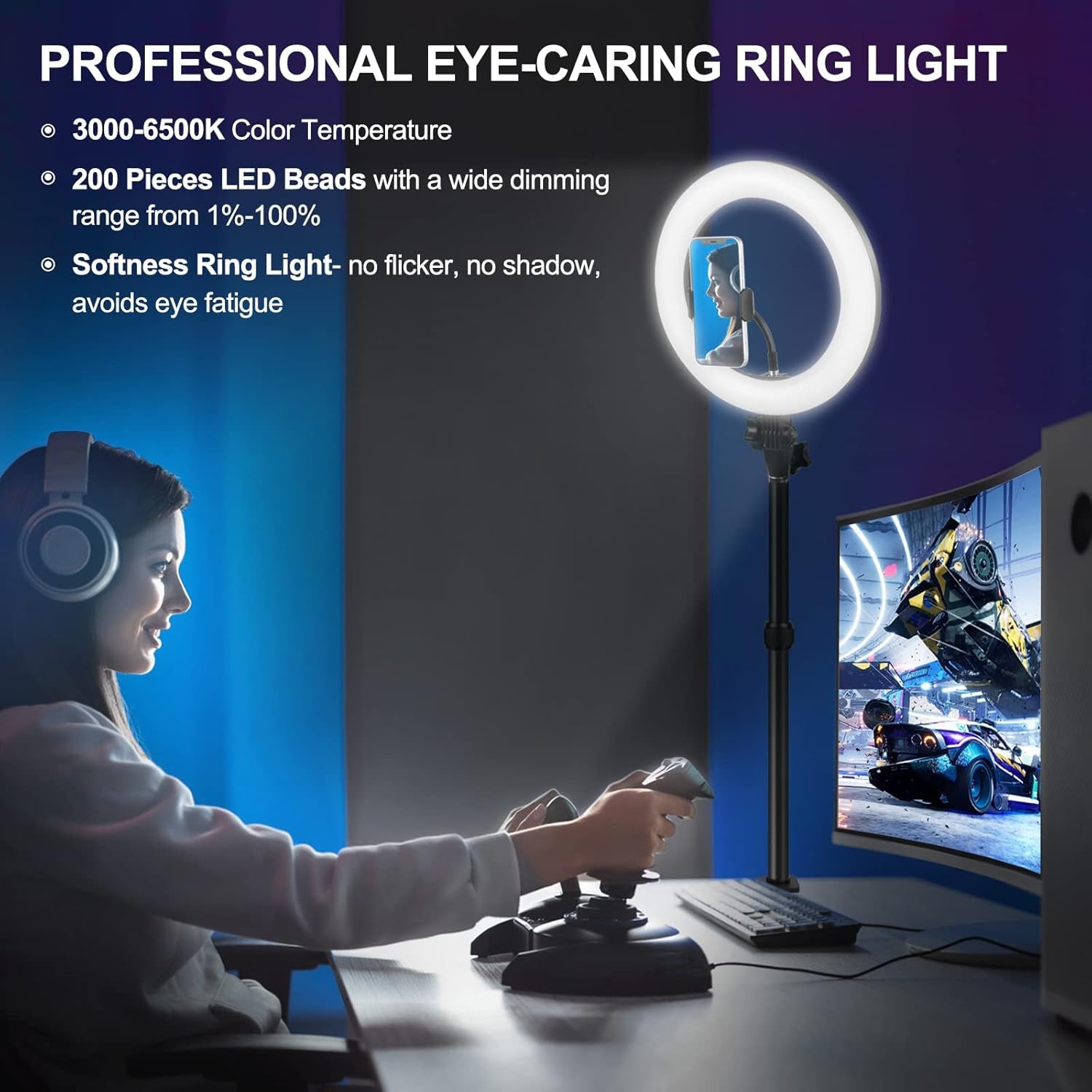 Ring Light for Computer – Adjustable LED Lighting for Video Conferencing, Zoom, Streaming & Online Meetings
