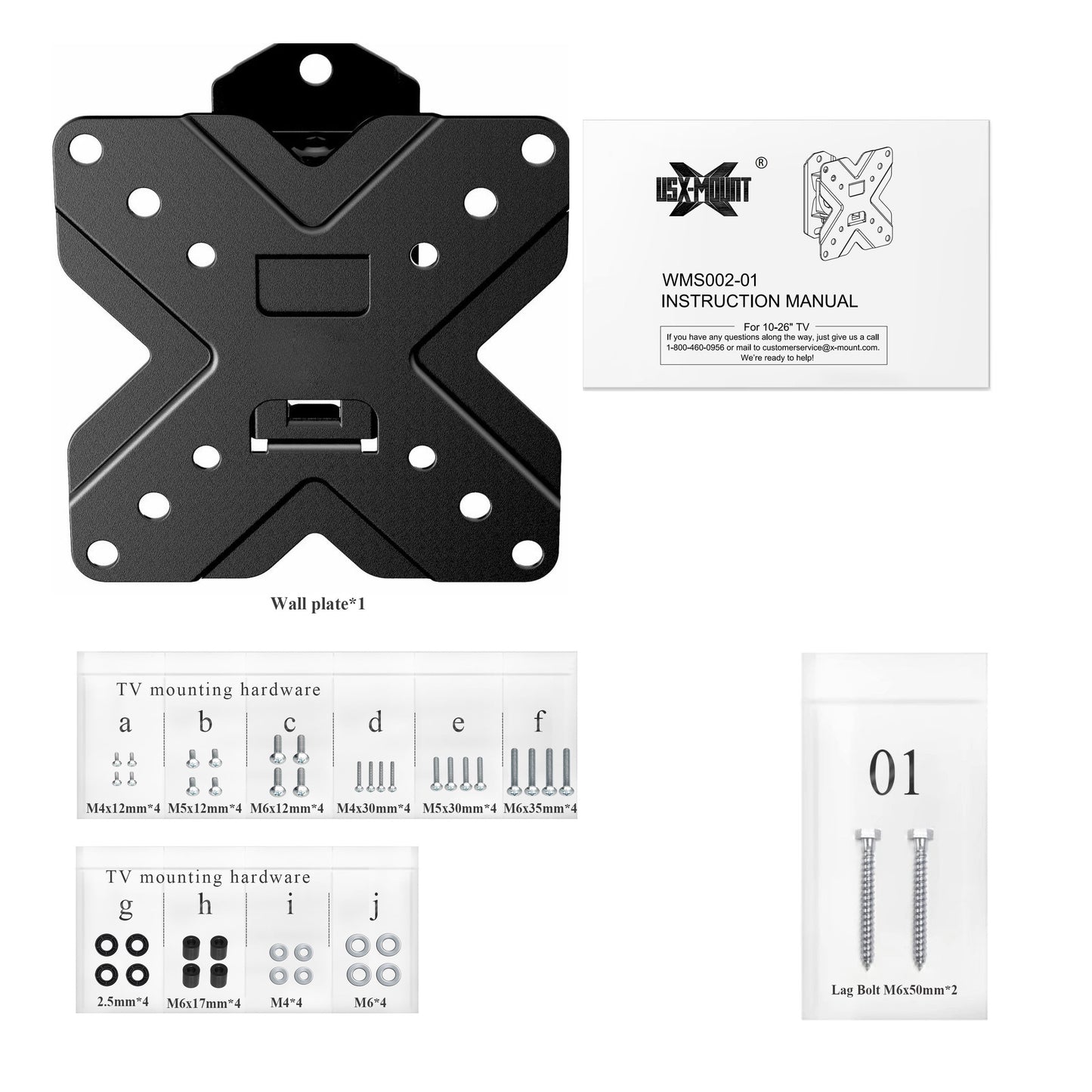 TV & Monitor Wall Mount for 10"–26" Screens – Tilt & Swivel Bracket, Max VESA 100x100mm, Supports up to 22 lbs