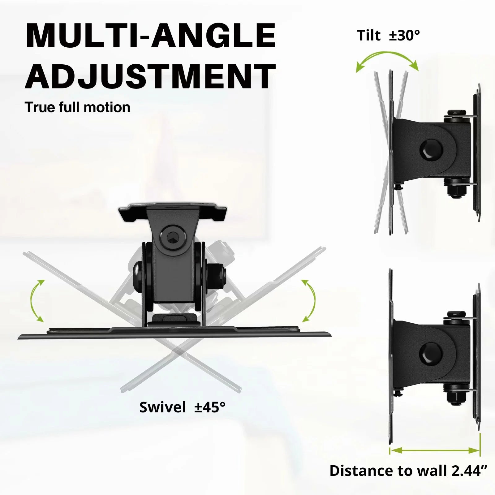 TV & Monitor Wall Mount for 10"–26" Screens – Tilt & Swivel Bracket, Max VESA 100x100mm, Supports up to 22 lbs