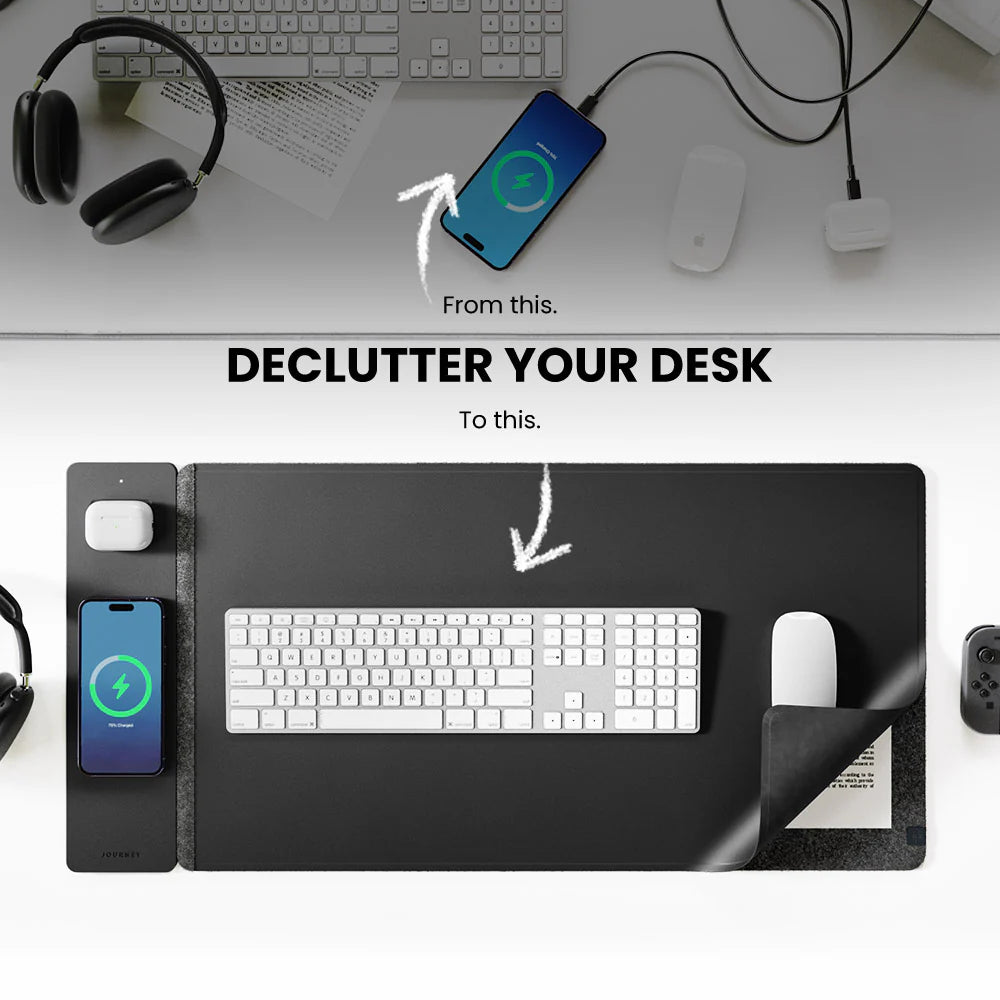 ALTI Wireless Charging Desk Mat – 2-in-1 Mouse Pad with Fast Charging for Phones & Devices