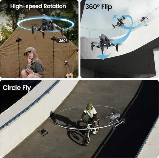 WF10 Mini Drone with Camera for Kids 1080P, Remote Control Quadcopter with 3 Batteries, Black