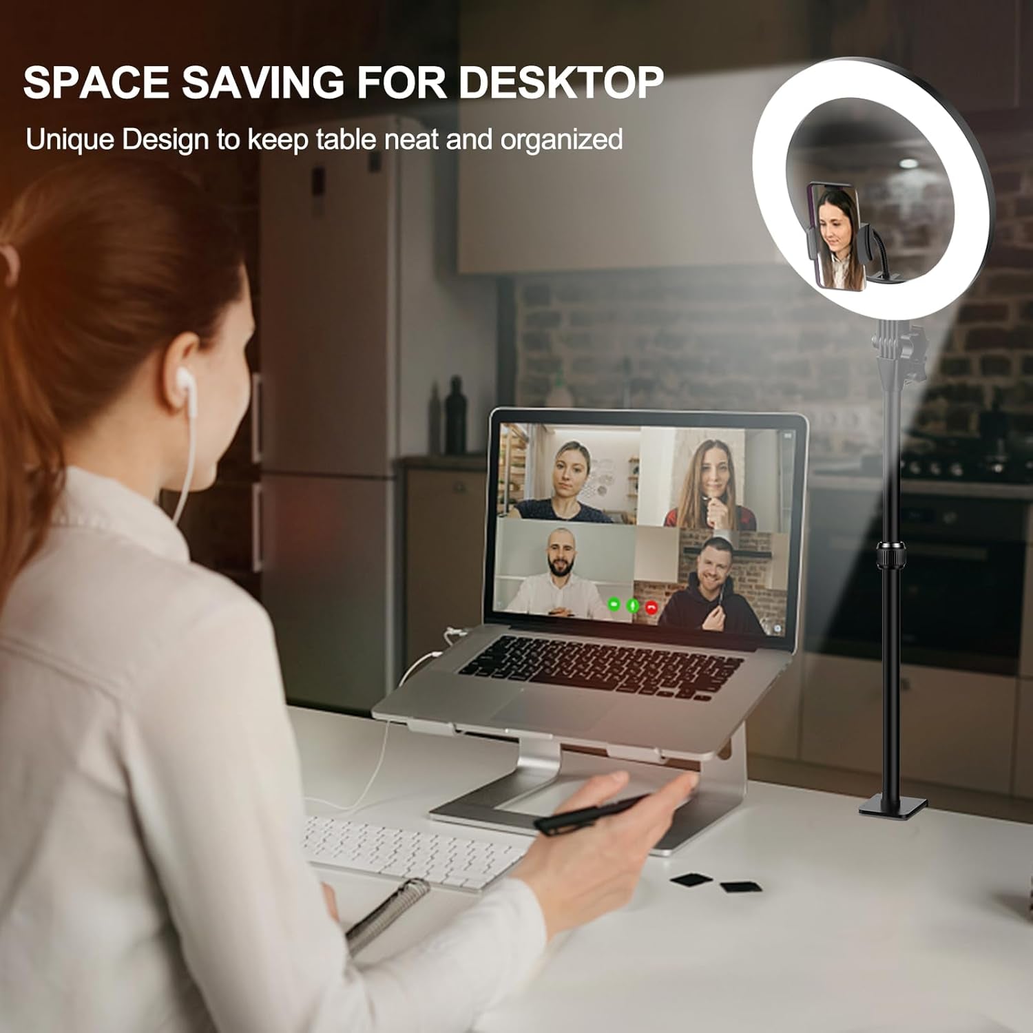 Ring Light for Computer – Adjustable LED Lighting for Video Conferencing, Zoom, Streaming & Online Meetings