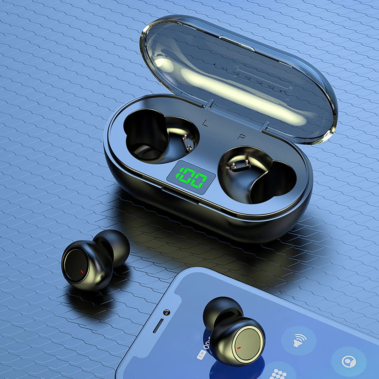 QTOCIO Mini Wireless Earbuds – Bluetooth 5.3 Earphones with Mic, Lightweight Design & Charging Case with LED Display