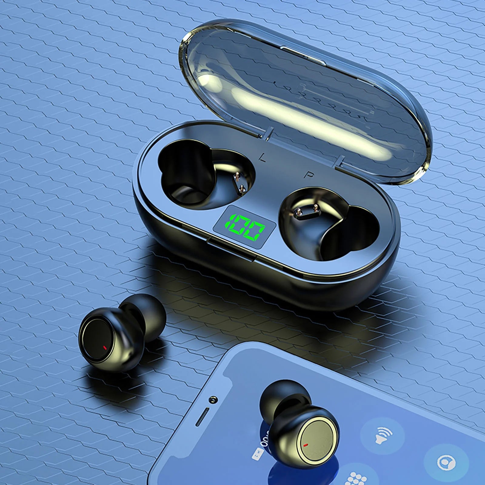 QTOCIO Mini Wireless Earbuds – Bluetooth 5.3 Earphones with Mic, Lightweight Design & Charging Case with LED Display