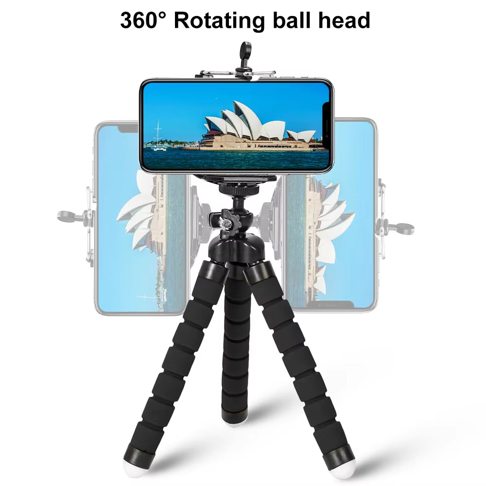 Flexible Octopus Phone Tripod – Mini Camera Stand with Adjustable Legs & Phone Holder Clip for iPhone & Android