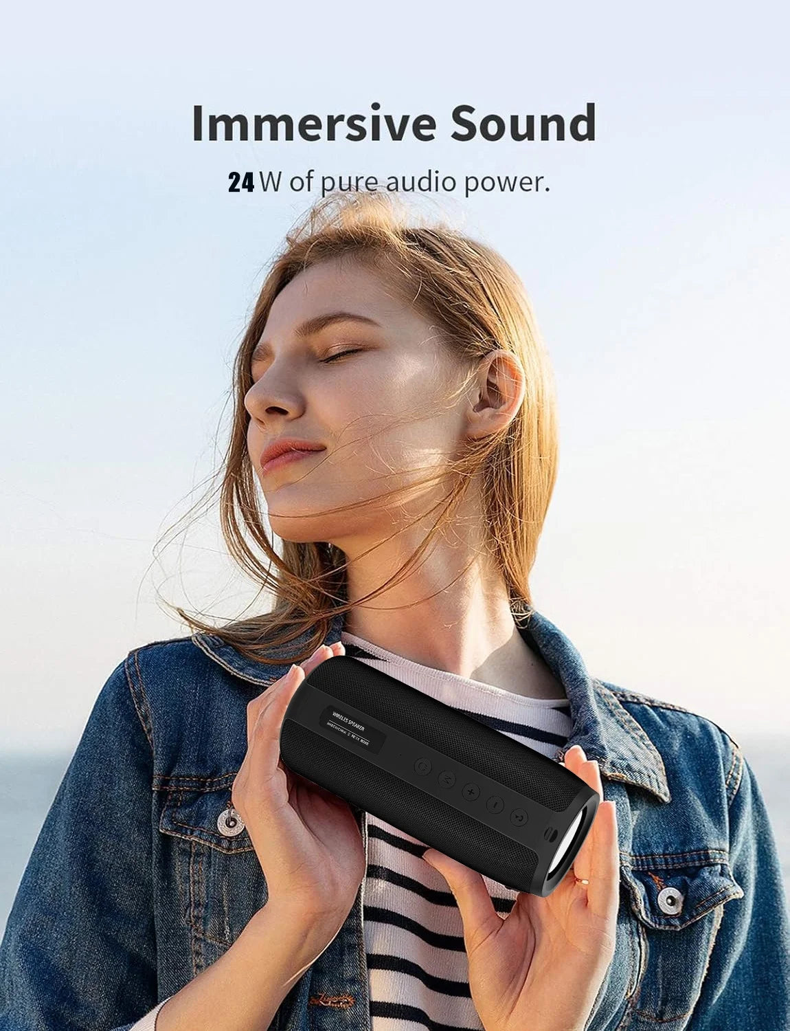 Portable Bluetooth Speaker – Wireless Outdoor Speaker with Deep Bass, Bluetooth 5.0, 30H Playtime & Dual Pairing