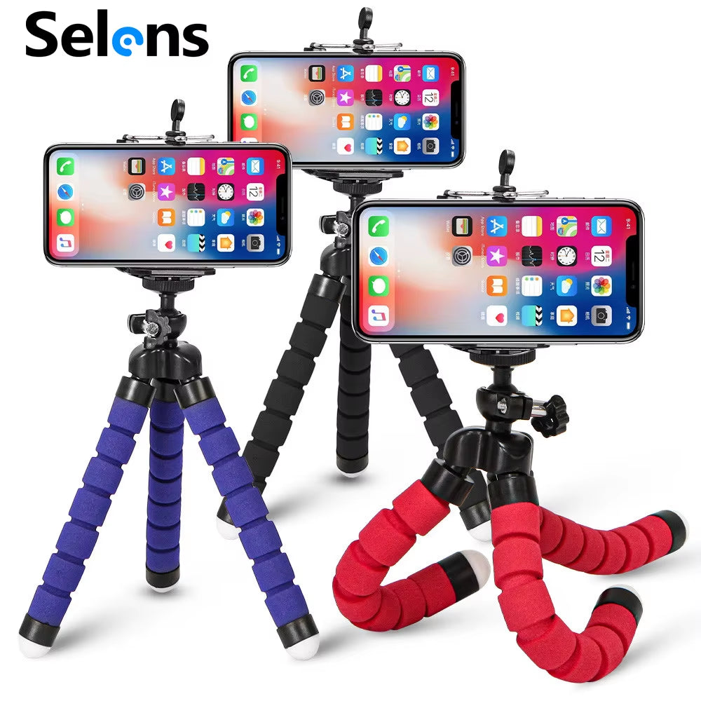 Flexible Octopus Phone Tripod – Mini Camera Stand with Adjustable Legs & Phone Holder Clip for iPhone & Android