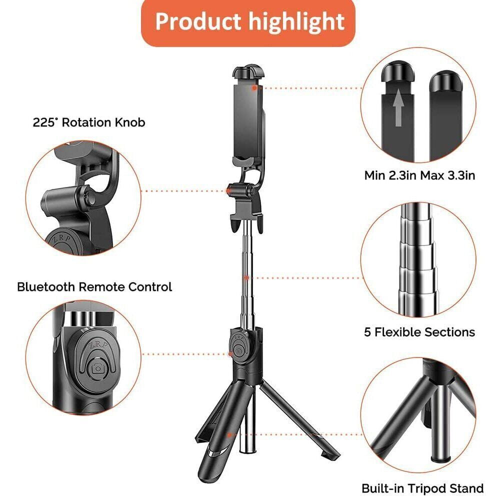Extendable Travel Tripod Stand – Phone Holder for iPhone & Samsung Smartphones