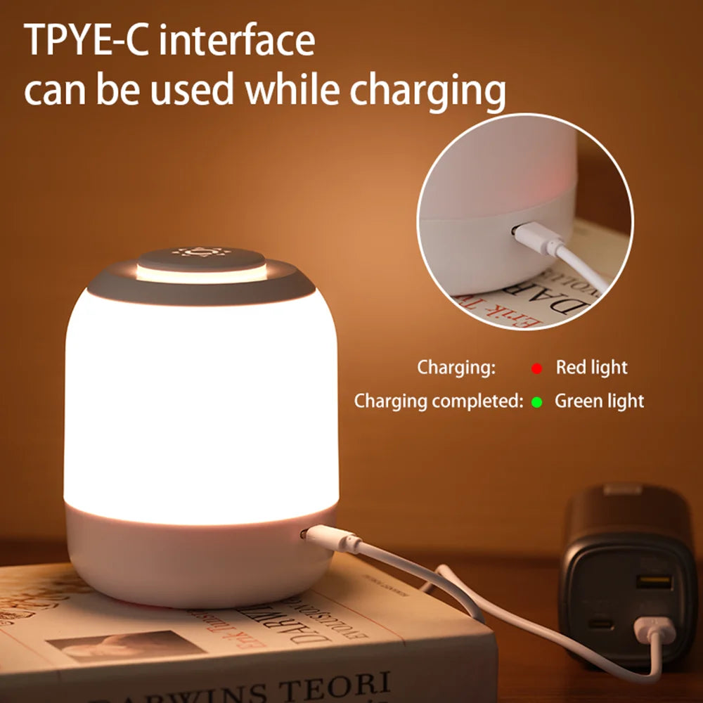 Touch LED Night Light – USB Rechargeable Lamp with Adjustable Brightness