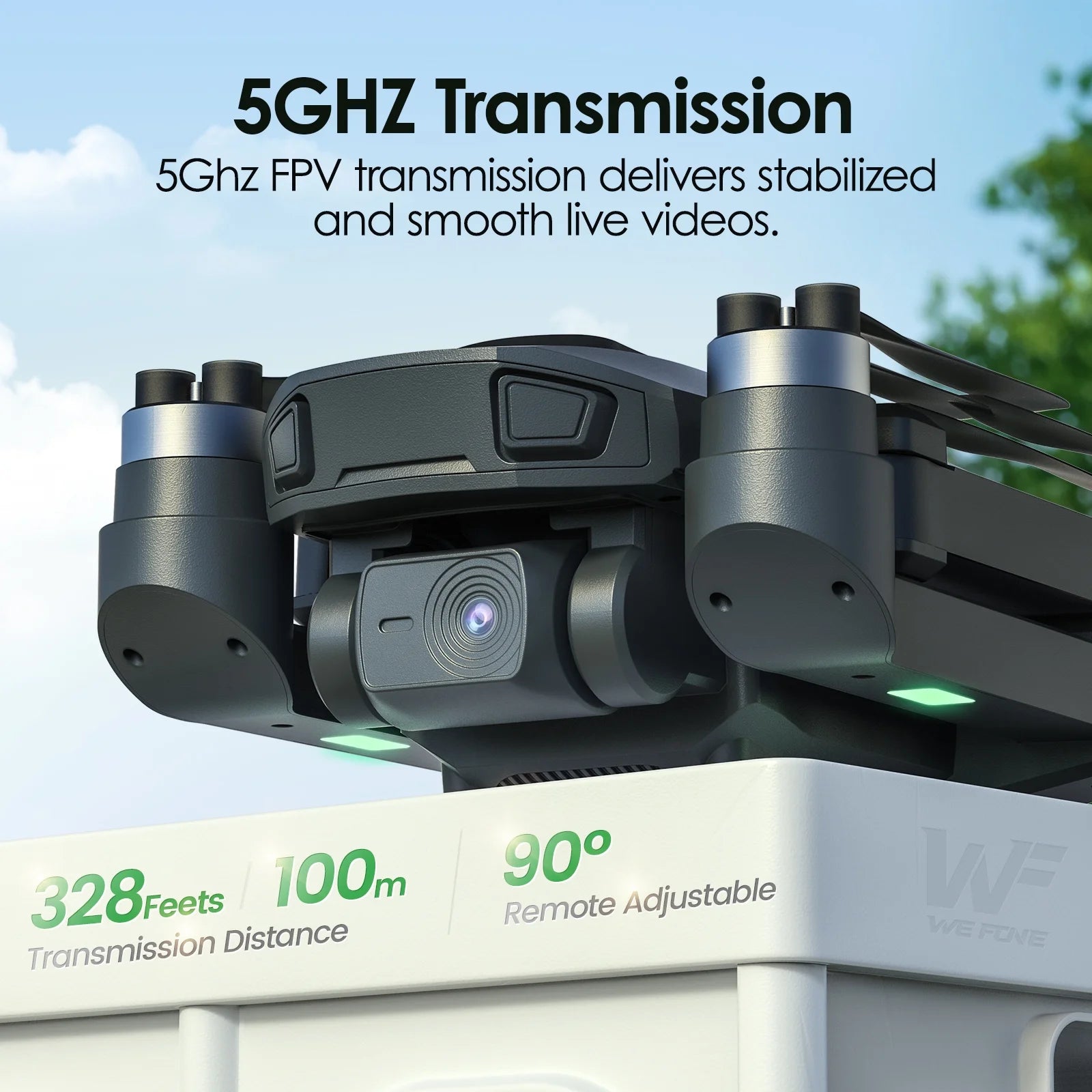 WF20 Drone with Camera for Kids 1080P FPV Dron Toys with Brushless Motor, 2 Batteries, Black