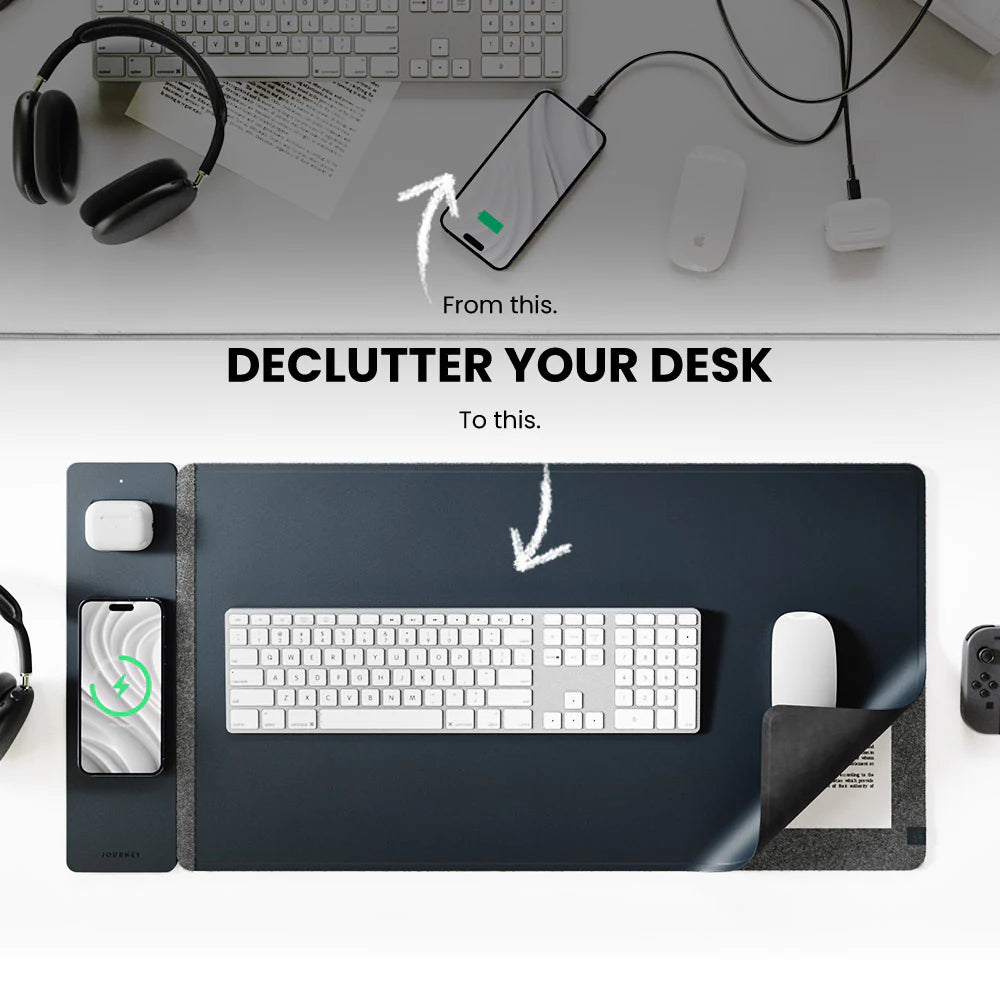 ALTI Wireless Charging Desk Mat – 2-in-1 Mouse Pad with Fast Charging for Phones & Devices