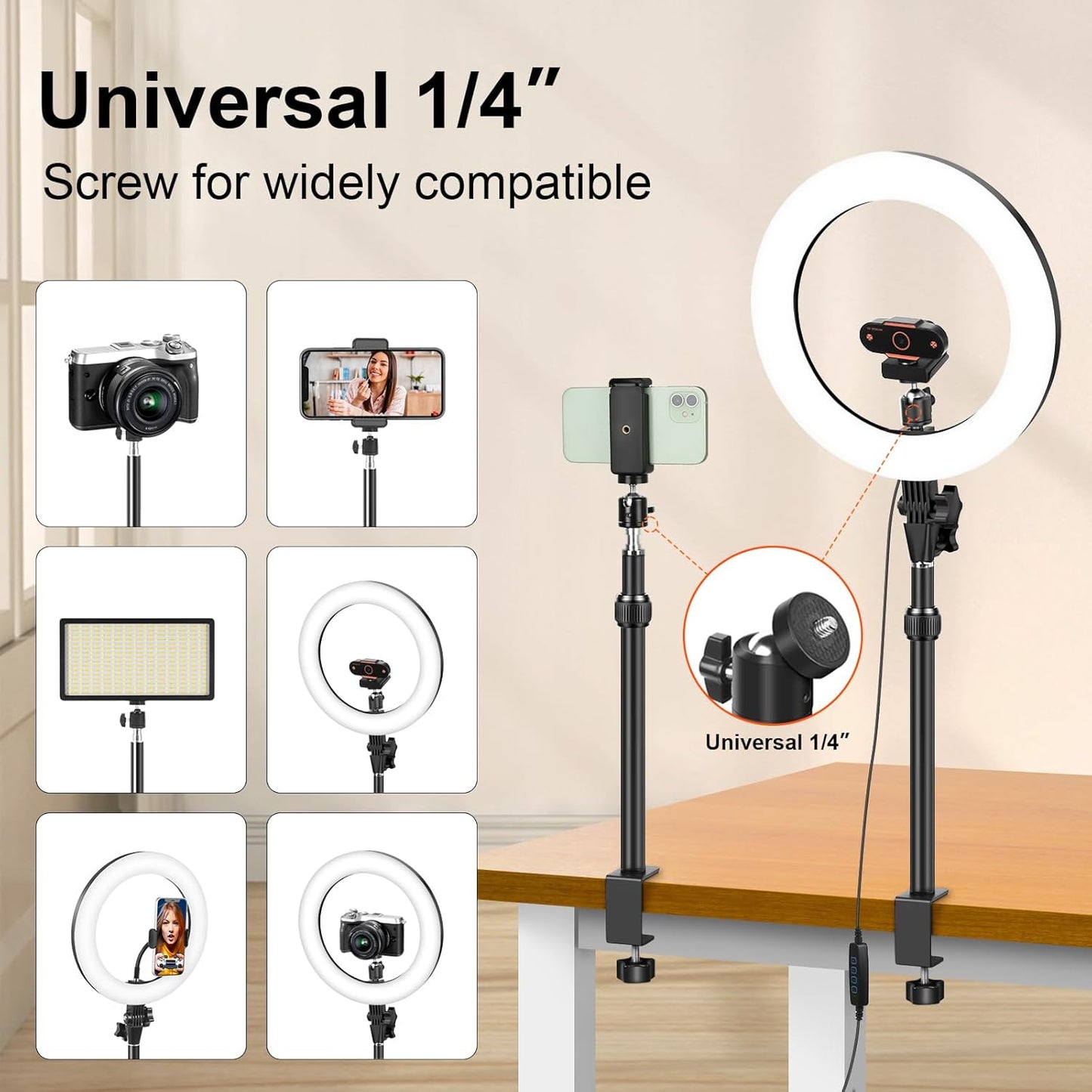 Ring Light for Computer – Adjustable LED Lighting for Video Conferencing, Zoom, Streaming & Online Meetings